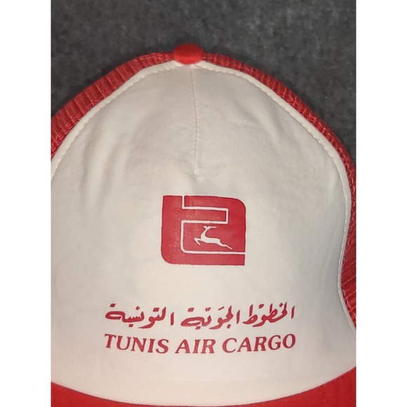Vintage Tunis Air Cargo Reynolds Trucker Hat Cap Red White Airline Casual Arabic - Picture 6 of 8